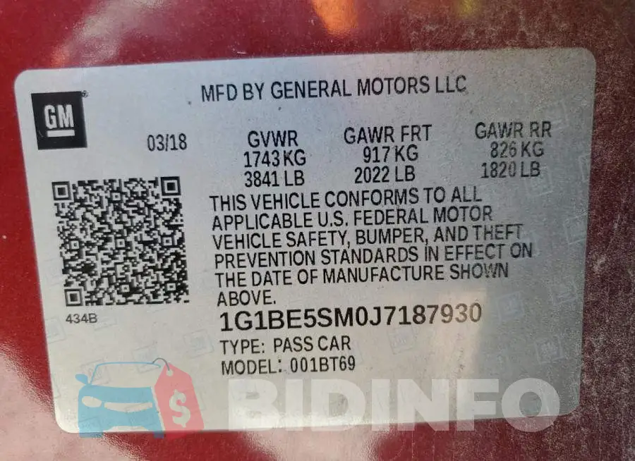 1G1BE5SM0J7187930 Photo# 10