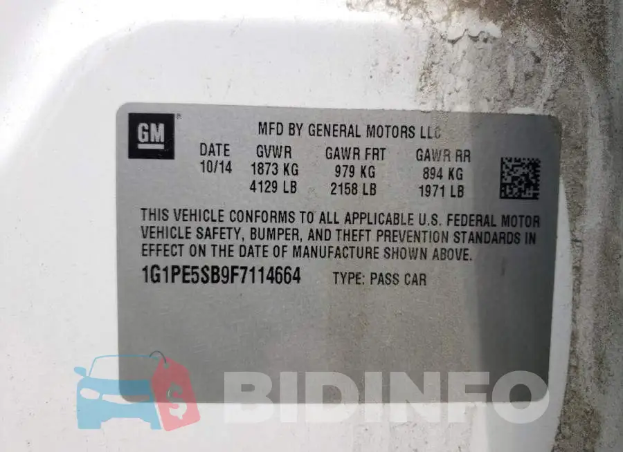 1G1PE5SB9F7114664 Photo# 10