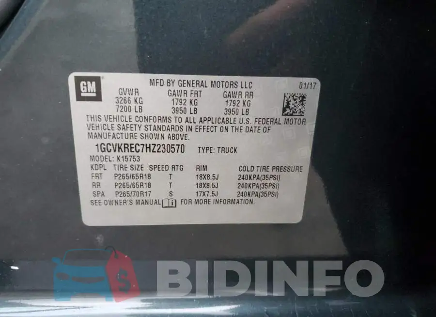 1GCVKREC7HZ230570 Photo# 12