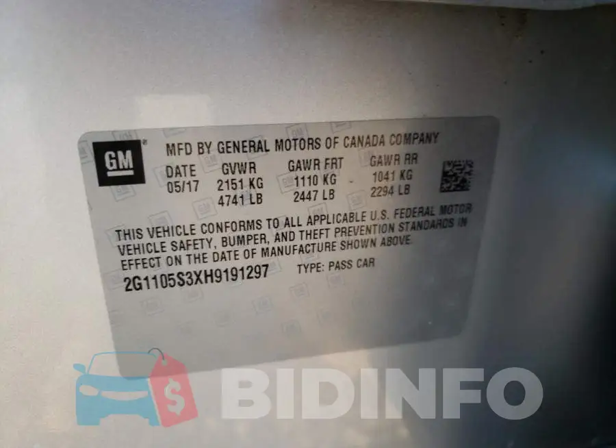 2G1105S3XH9191297 Photo# 10