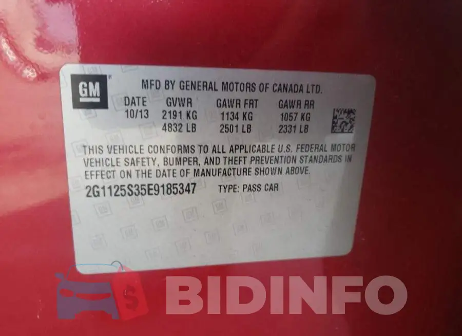 2G1125S35E9185347 Photo# 10