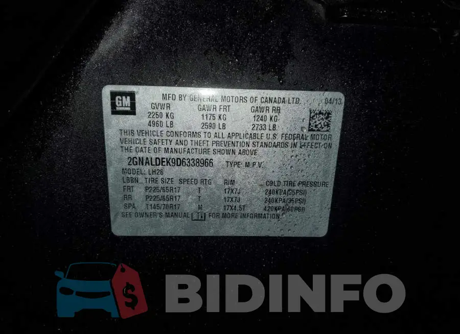 2GNALDEK9D6338966 Photo# 13