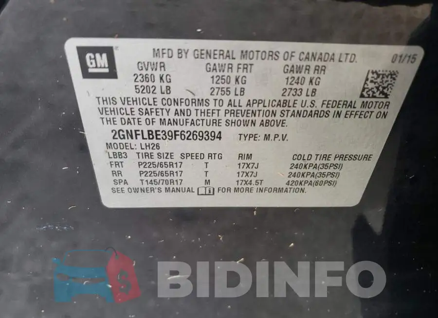 2GNFLBE39F6269394 Photo# 10