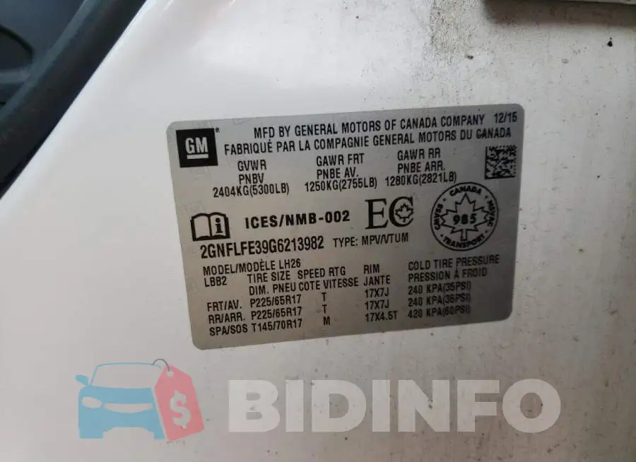 2GNFLFE39G6213982 Photo# 14