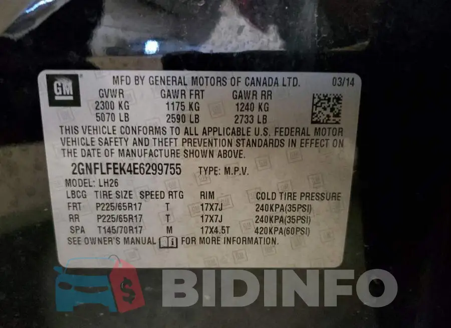 2GNFLFEK4E6299755 Photo# 10