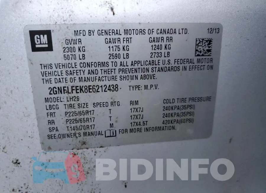 2GNFLFEK8E6212438 Photo# 14