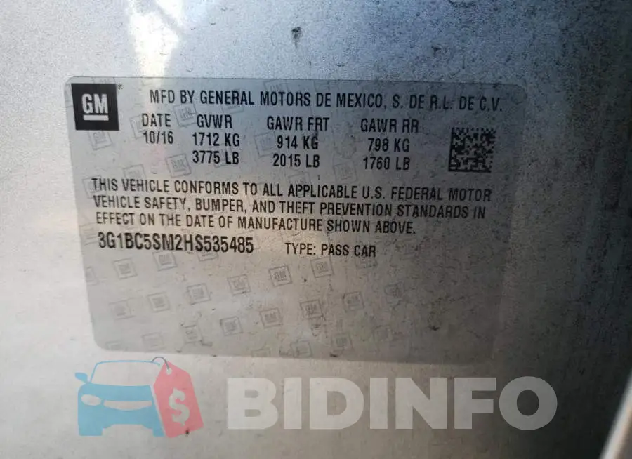 3G1BC5SM2HS535485 Photo# 12