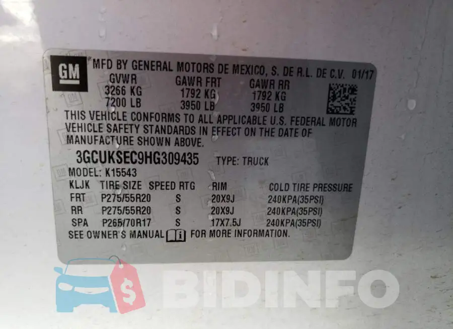 3GCUKSEC9HG309435 Photo# 10