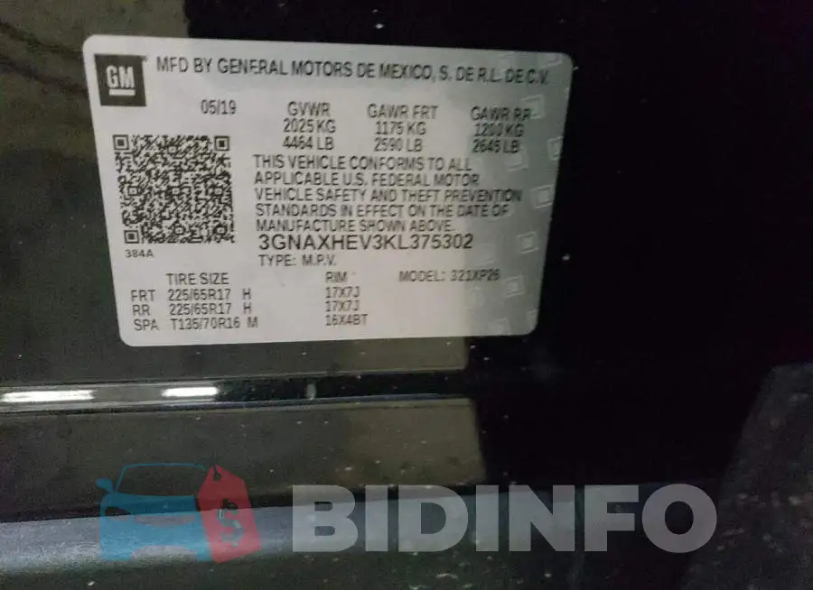 3GNAXHEV3KL375302 Photo# 13