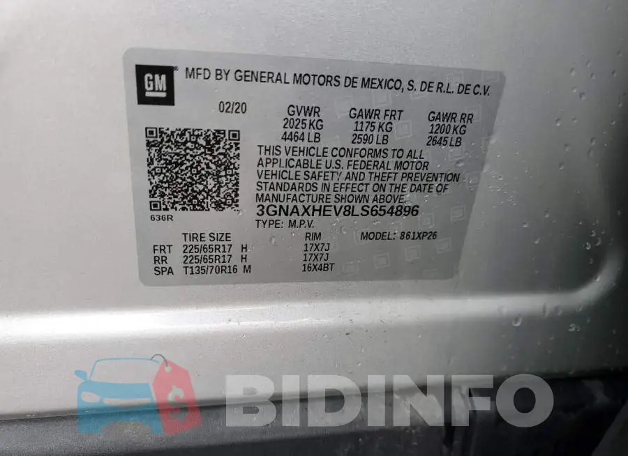 3GNAXHEV8LS654896 Photo# 10
