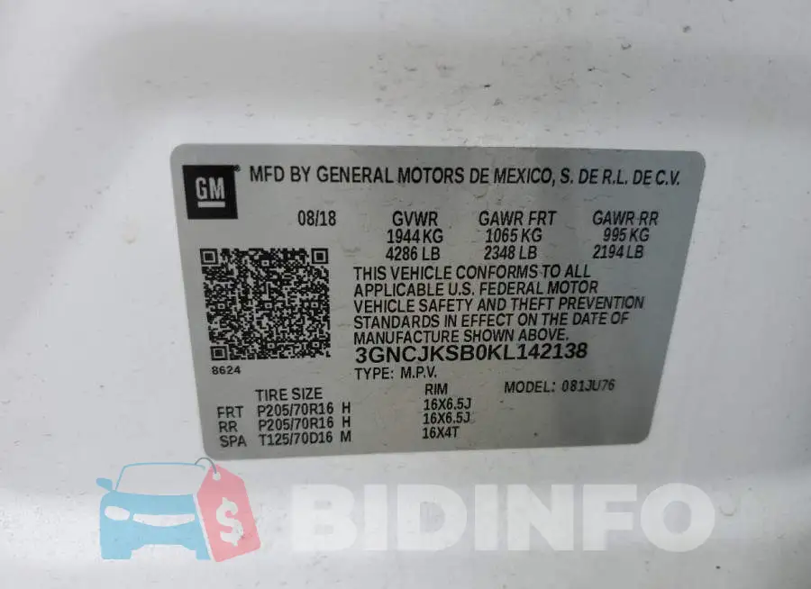 3GNCJKSB0KL142138 Photo# 10