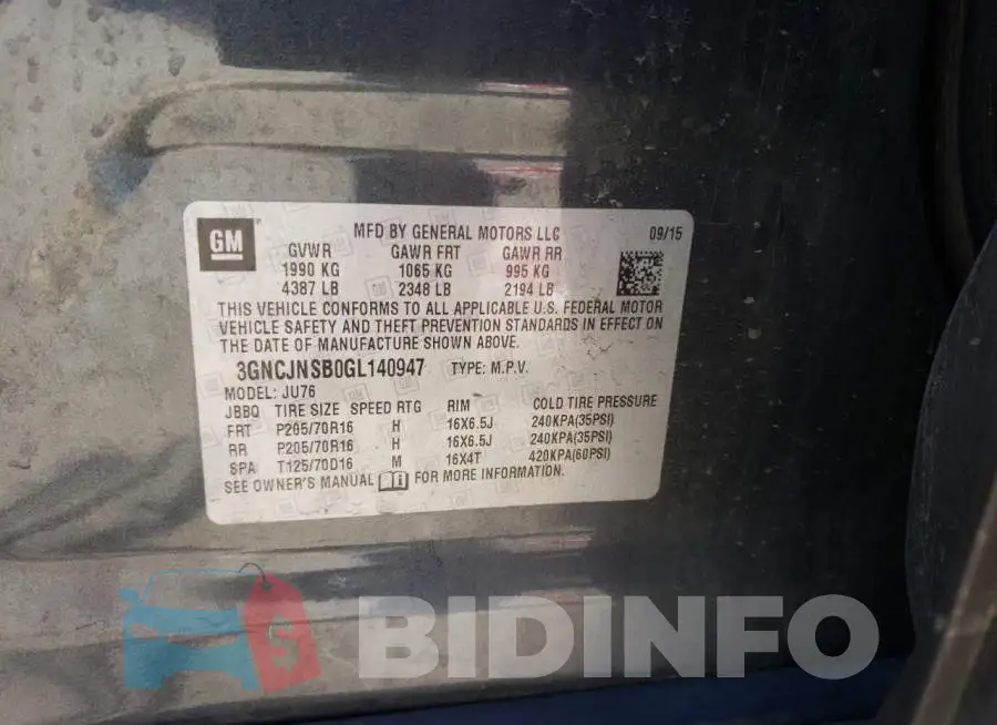 3GNCJNSB0GL140947 Photo# 13