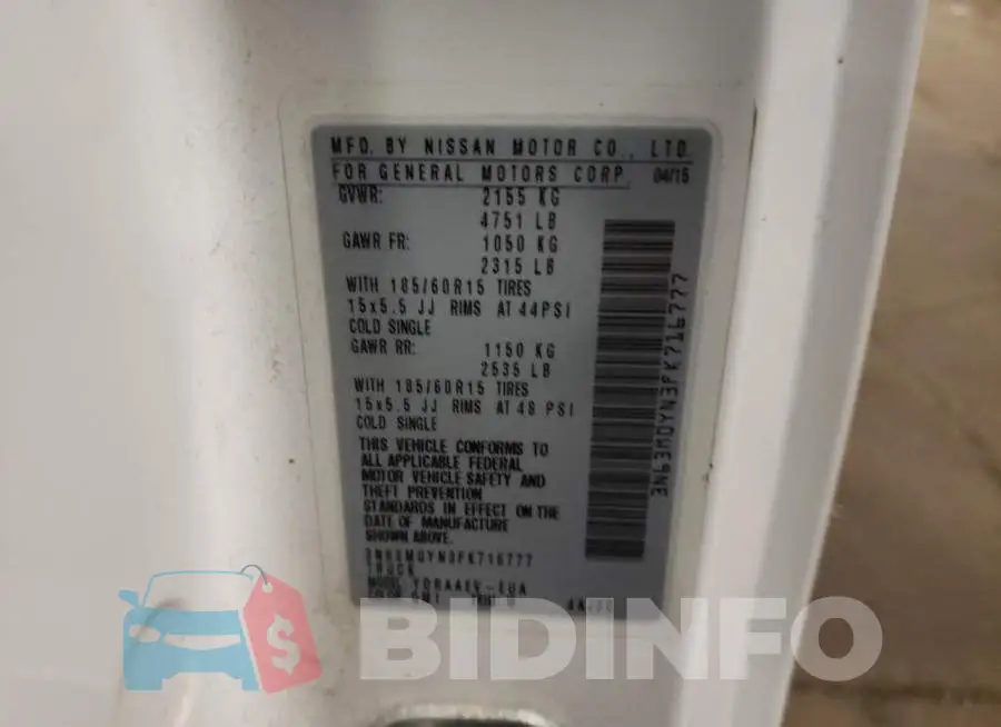 3N63M0YN3FK716777 Photo# 13