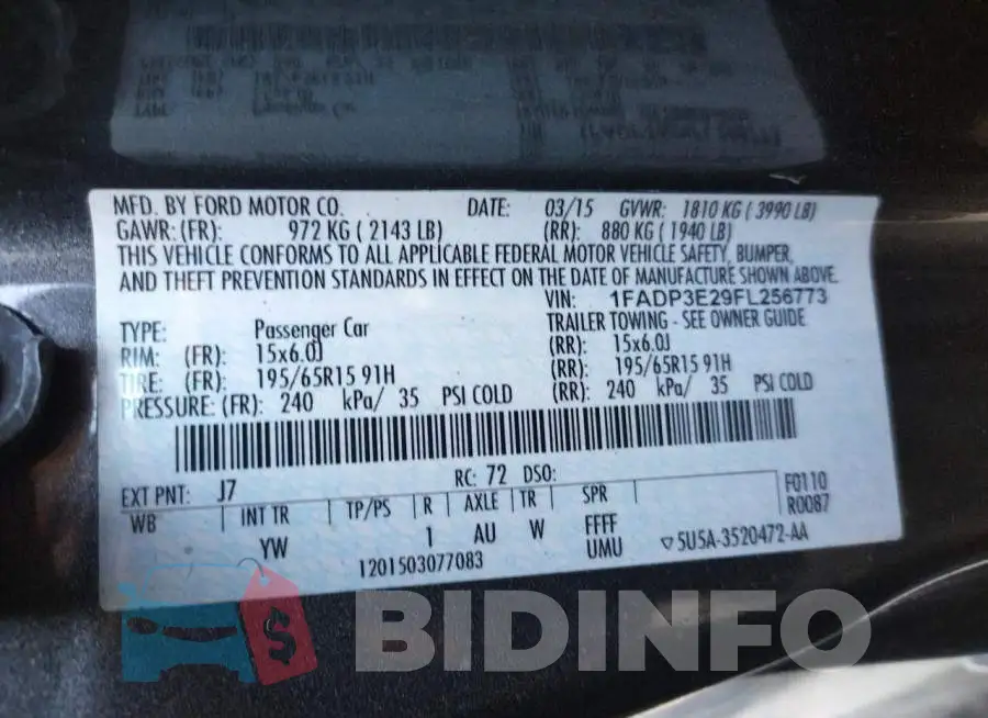 1FADP3E29FL256773 Photo# 13