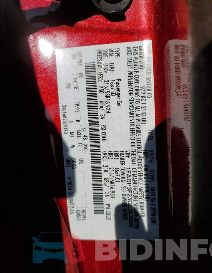 1FADP3F23GL383096 Photo# 10