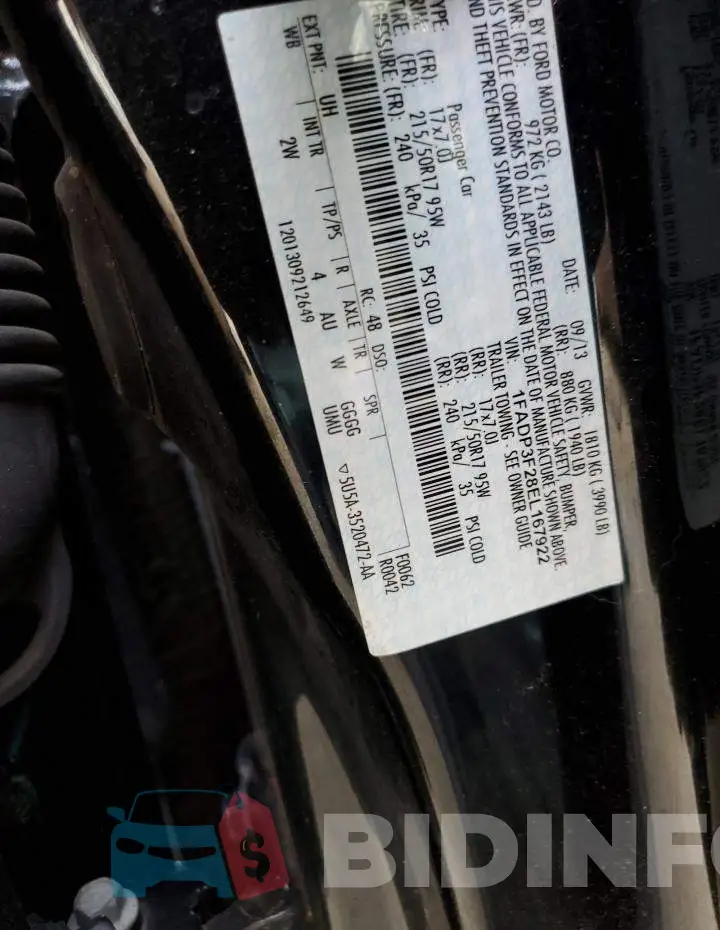 1FADP3F28EL167922 Photo# 10