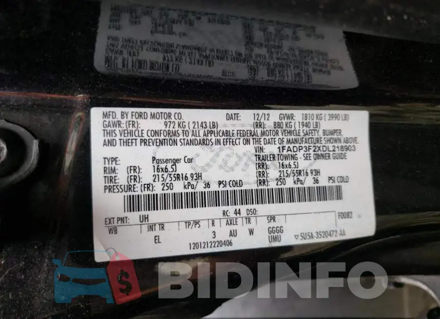 1FADP3F2XDL218903 Photo# 10