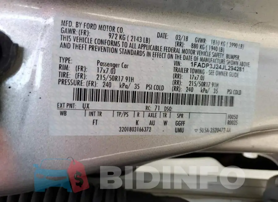 1FADP3J24JL294281 Photo# 10