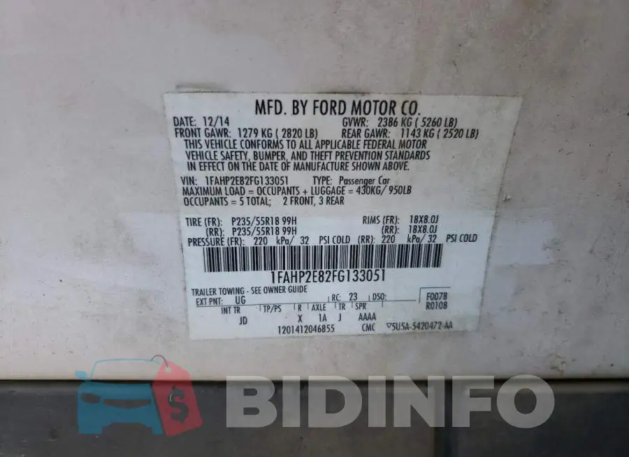 1FAHP2E82FG133051 Photo# 12