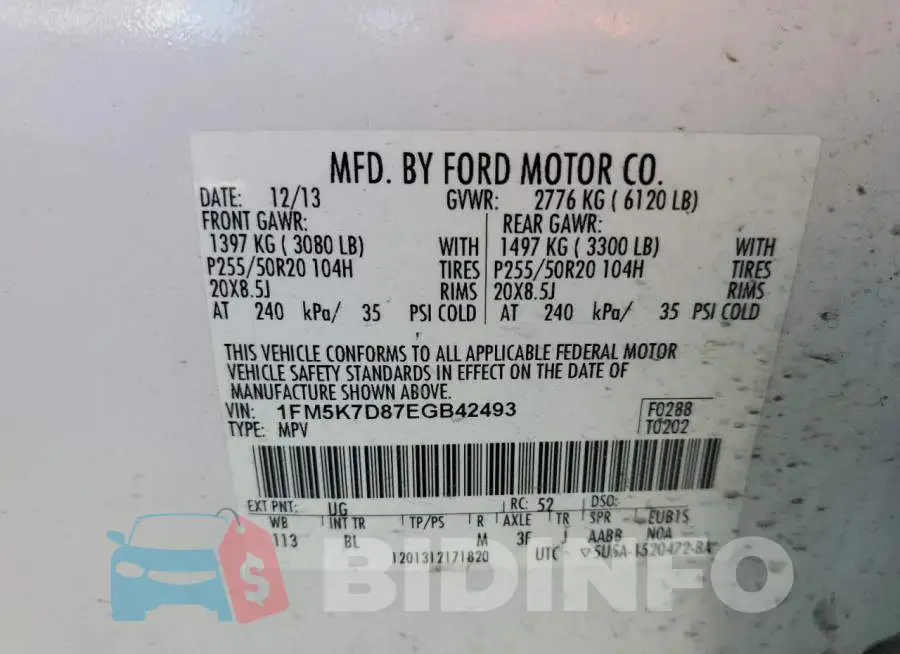 1FM5K7D87EGB42493 Photo# 10
