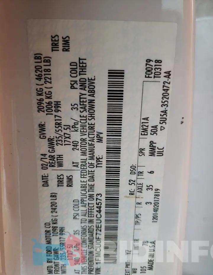 1FMCU0F72EUC44573 Photo# 12