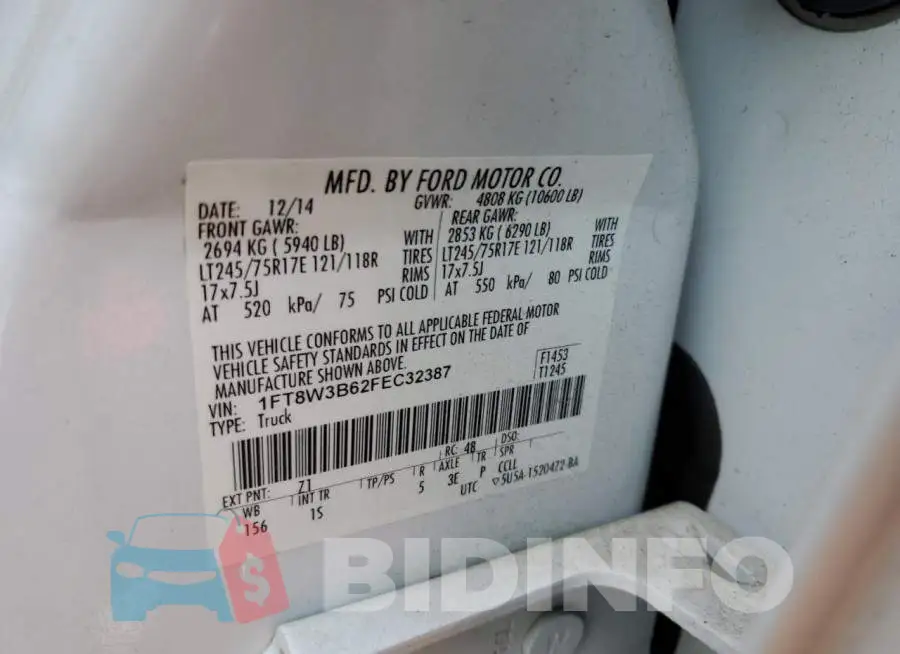1FT8W3B62FEC32387 Photo# 12