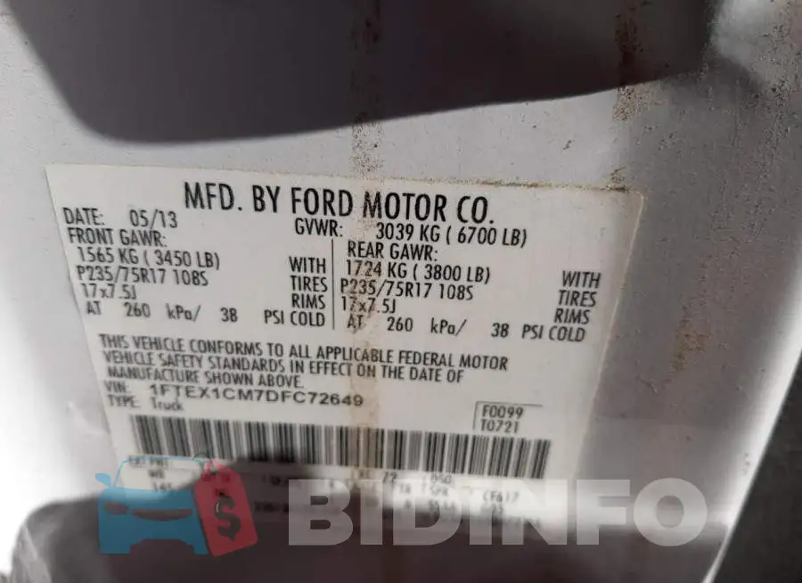 1FTEX1CM7DFC72649 Photo# 10