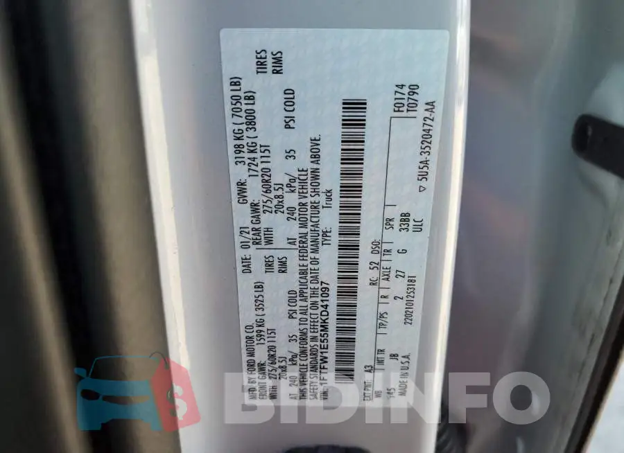 1FTFW1E55MKD41097 Photo# 10