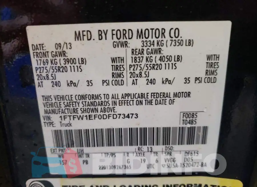1FTFW1EF0DFD73473 Photo# 10