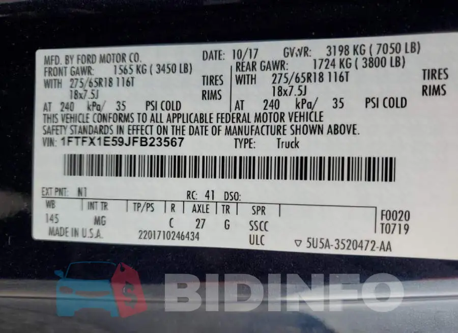 1FTFX1E59JFB23567 Photo# 10