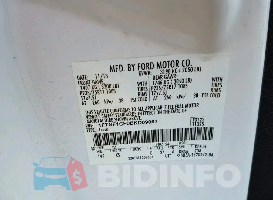 1FTNF1CF0EKD09067 Photo# 10