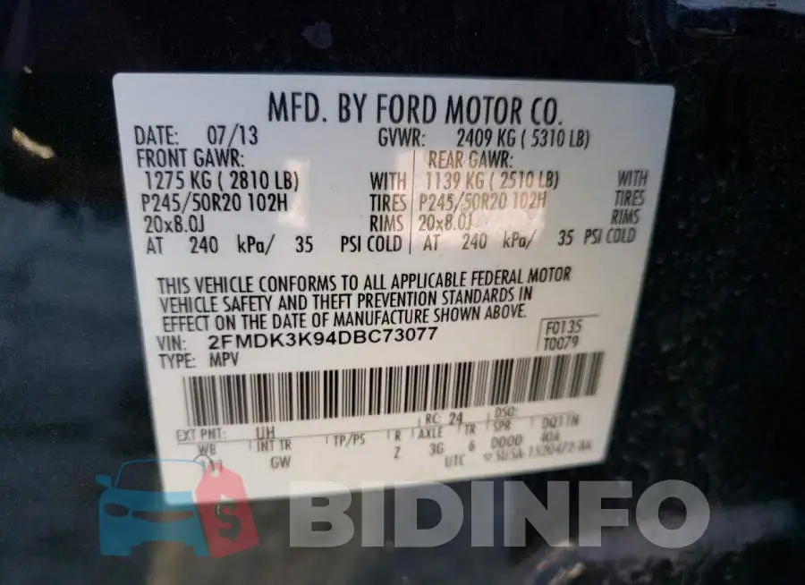 2FMDK3K94DBC73077 Photo# 14