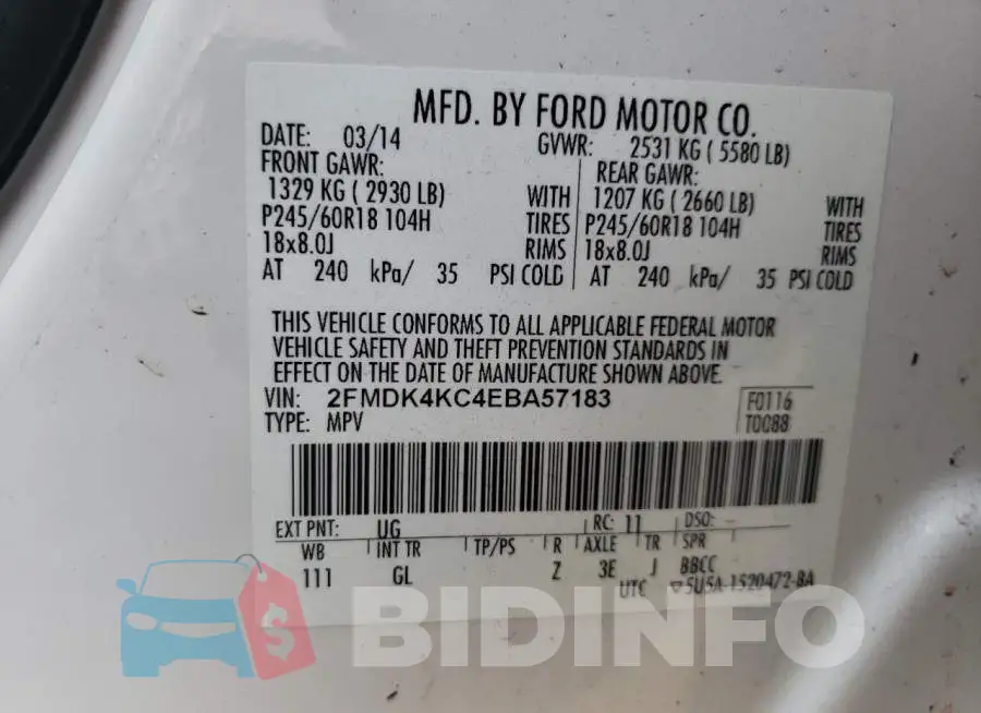 2FMDK4KC4EBA57183 Photo# 10