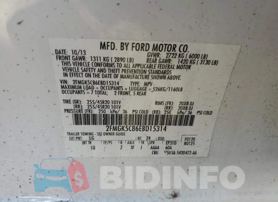 2FMGK5C86EBD15314 Photo# 13