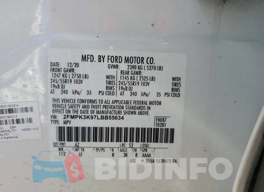 2FMPK3K97LBB55634 Photo# 10
