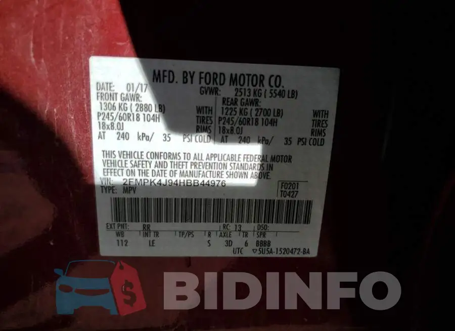 2FMPK4J94HBB44976 Photo# 10
