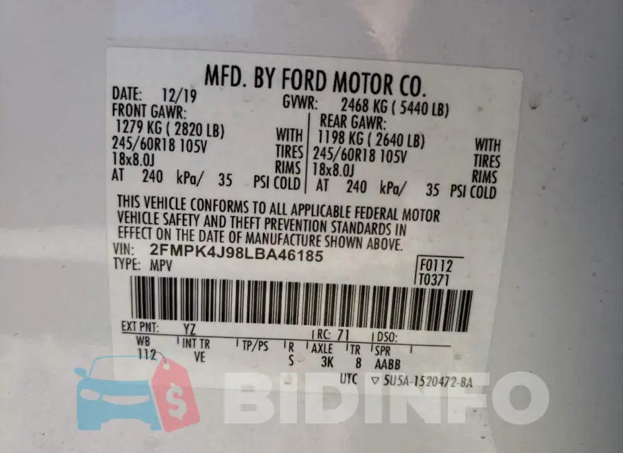 2FMPK4J98LBA46185 Photo# 10
