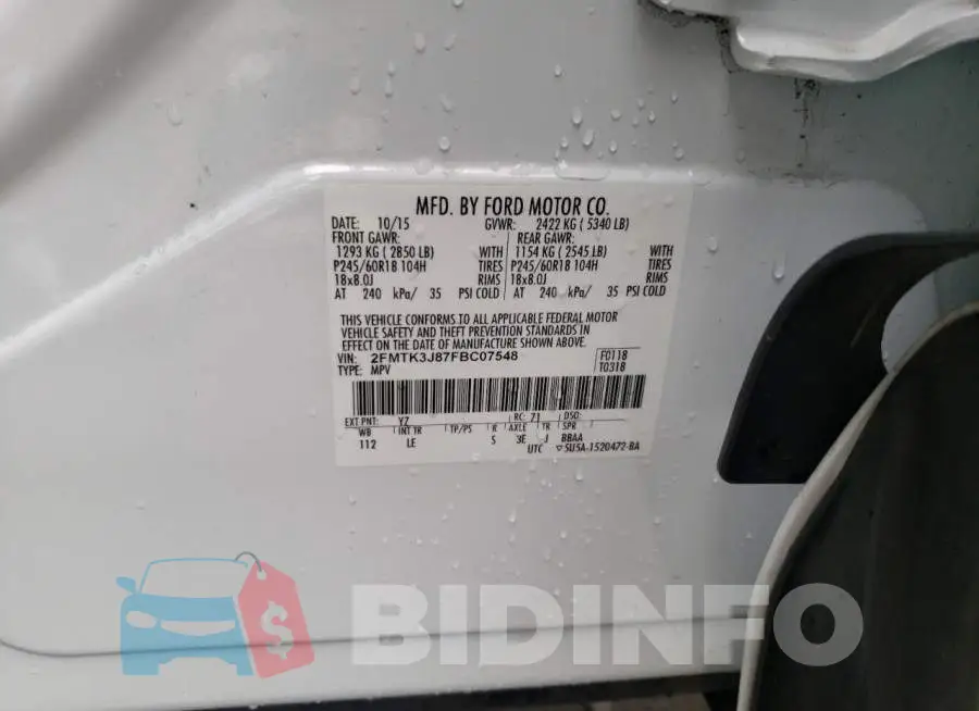 2FMTK3J87FBC07548 Photo# 13