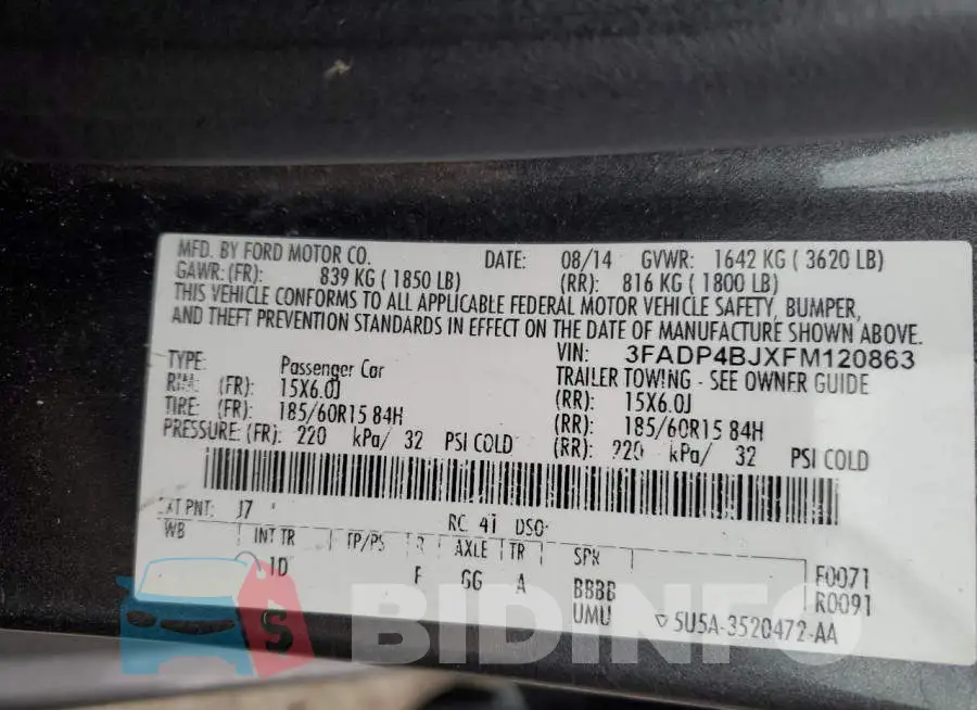 3FADP4BJXFM120863 Photo# 12