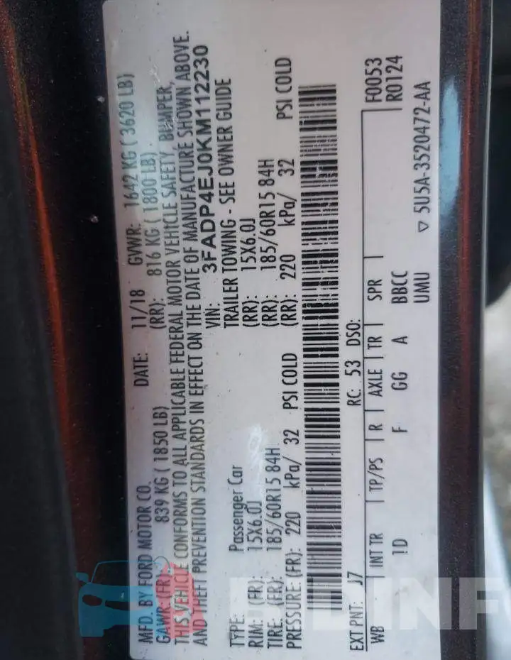 3FADP4EJ0KM112230 Photo# 10