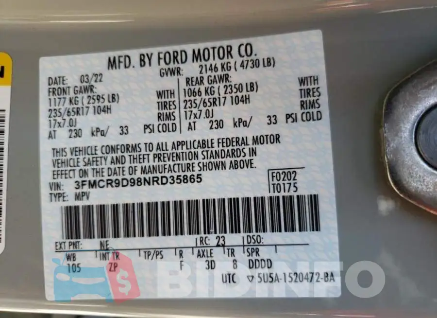 3FMCR9D98NRD35865 Photo# 10