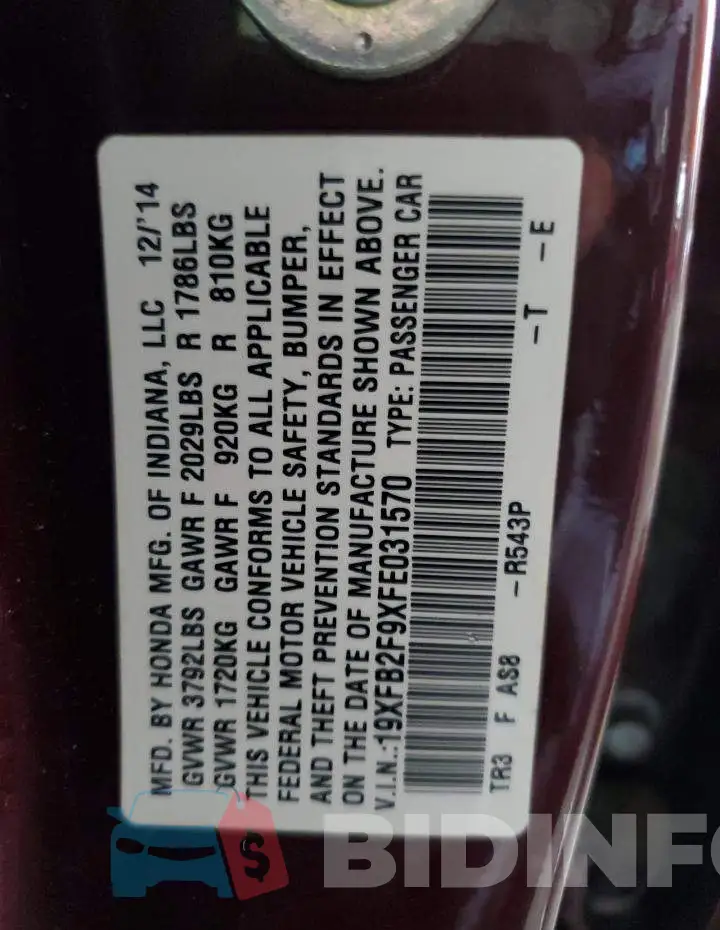 19XFB2F9XFE031570 Photo# 10