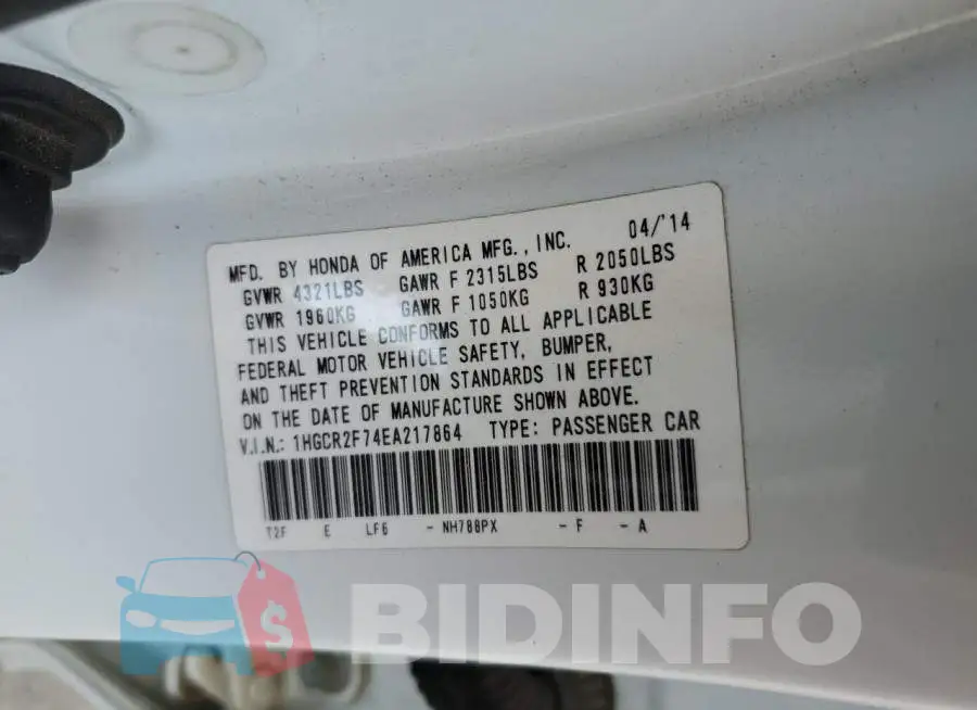 1HGCR2F74EA217864 Photo# 10