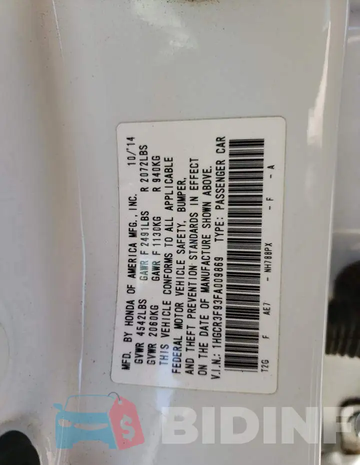 1HGCR3F93FA009869 Photo# 10