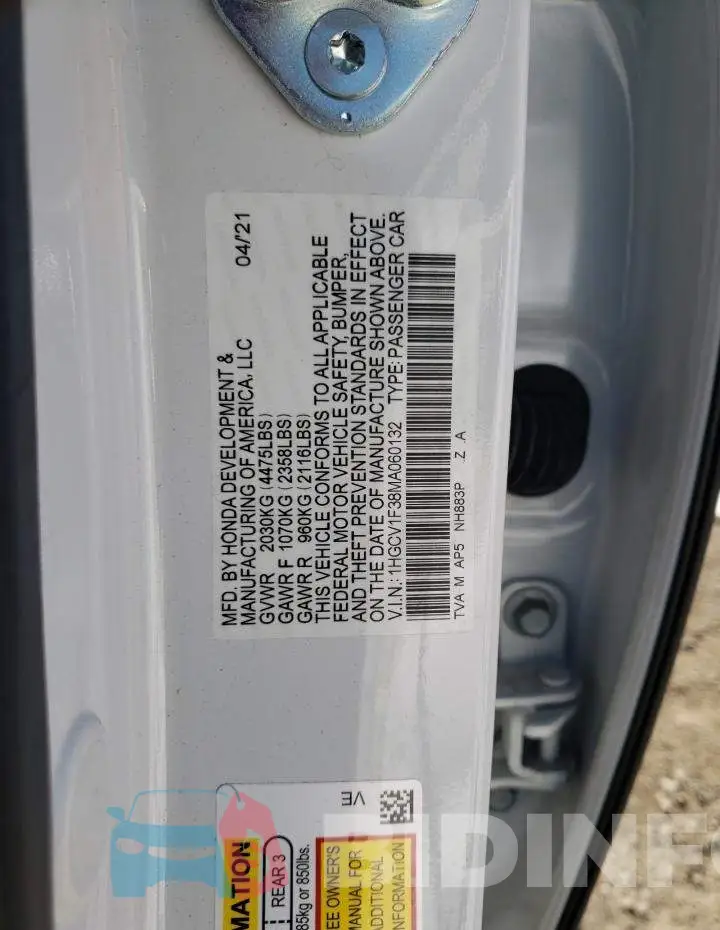 1HGCV1F38MA060132 Photo# 13