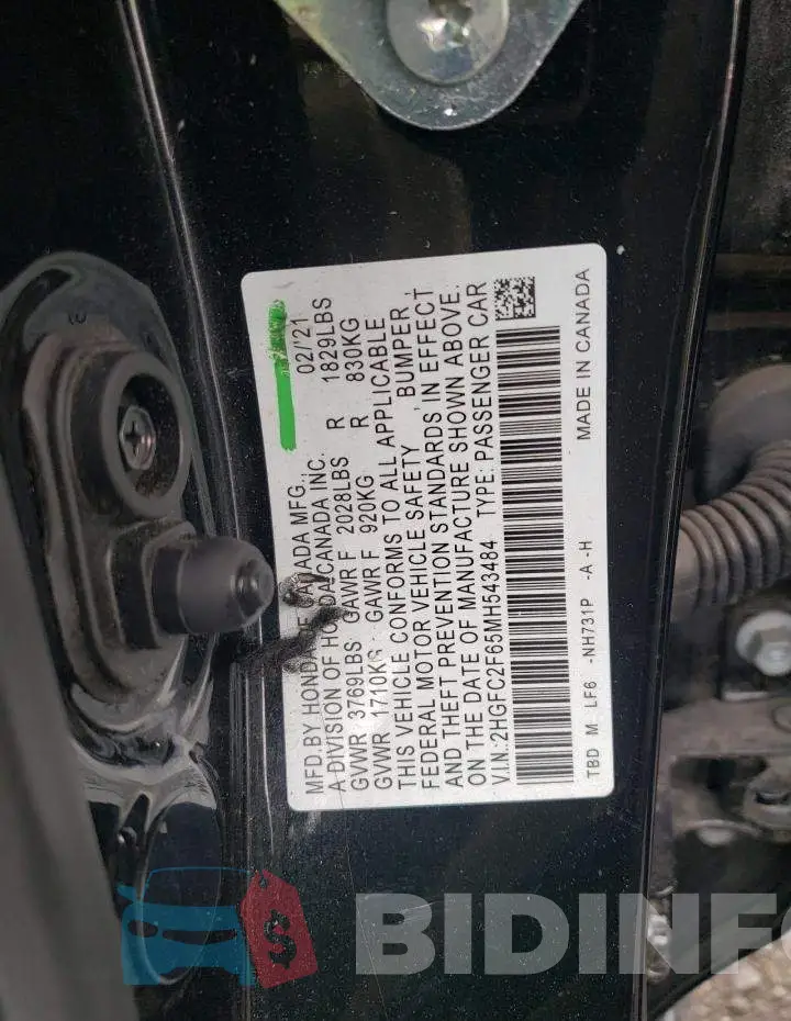 2HGFC2F65MH543484 Photo# 12
