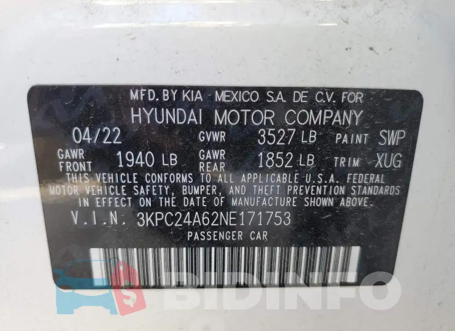 3KPC24A62NE171753 Photo# 10