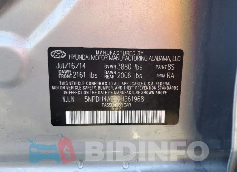 5NPDH4AE2FH561968 Photo# 13