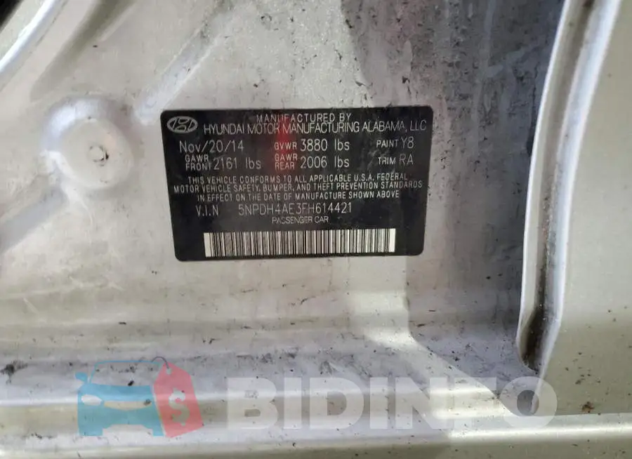5NPDH4AE3FH614421 Photo# 12