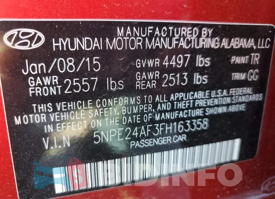 5NPE24AF3FH163358 Photo# 10